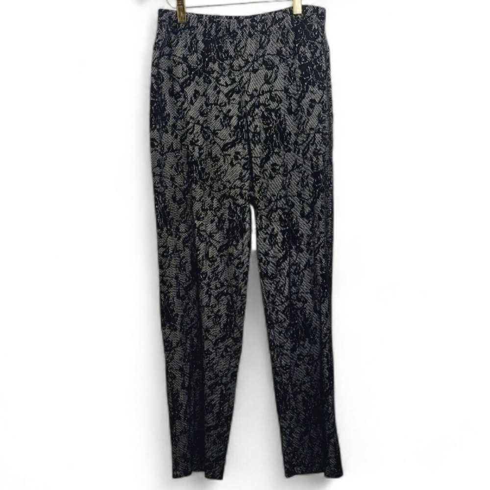 Tara Vao Women's Size Meduim Pants Lace Overlay Black White Floral Roses